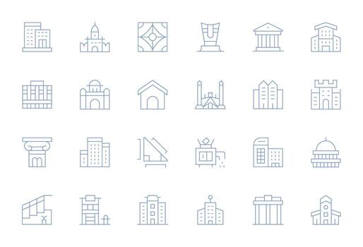 24 256x256 Delgado línea íconos optimizado para arquitectura píxel optimizado monitor vector