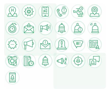 25 Regular Line Icons designed for Urgent in 64x64 Pixel Aligned format vector