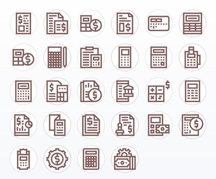 Accounting Software Graphics Pack including 28 Bold Line High Resolution Editable Icons vector