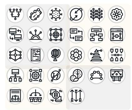 Data Flow Editable Set with 28 256x256 Bold Line Icons vector