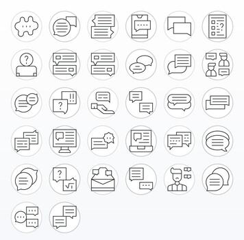 32 Thin Line Pixel Optimized Vectors for Support Ticket Theme