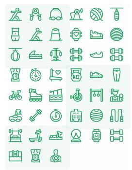 45 Bold Line Icons designed for Fitness in High Resolution Display Perfect format vector