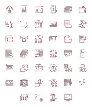 Thin Line Pixel Aligned Icons from Credit Set with 40 256x256 Icons vector