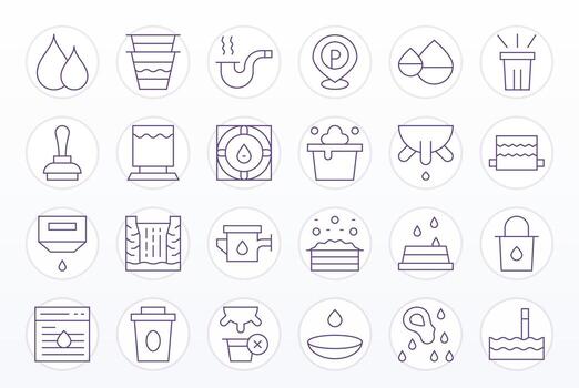 24 Thin Line Display Perfect Icons for Overflow Graphics vector