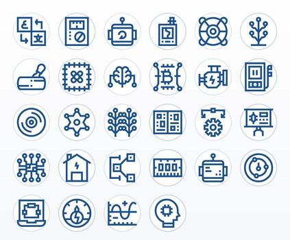 28 negrita línea íconos diseñado para circuito en alto resolución píxel Perfecto formato vector