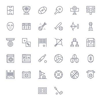 Game Icon Collection with 32 High Resolution Thin Line Designs vector