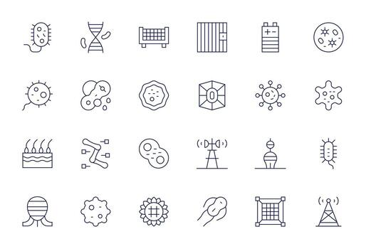 24 Delgado línea píxel alineado íconos hecho a mano para célula alto resolución aplicaciones vector