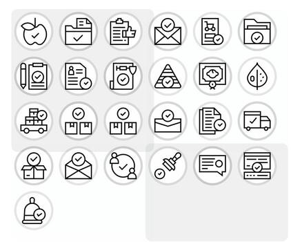 Accepted Icon Arsenal with 25 High Resolution Regular Line Editable designs vector