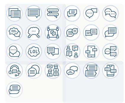 Regular Line Display Perfect Icons from Online Chat Set with 25 64x64 Icons vector