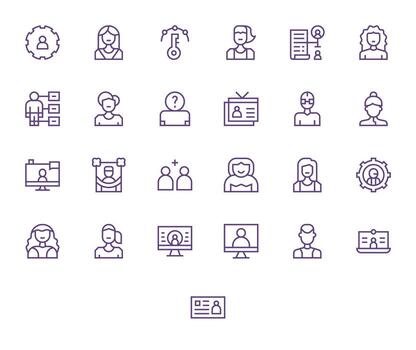 User Account Complete Package with 25 High Resolution Regular Line Detail Enhanced Icons vector