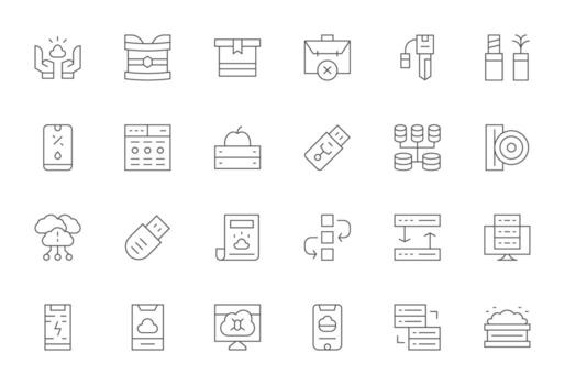 24 Delgado línea detalle mejorado íconos a la medida para apoyo 128x128 interfaz vector