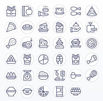35 256x256 Regular Line Icons for Portion with Grid Fitted precision vector
