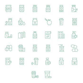 32 128x128 Thin Line Icons optimized for Supplement Editable display vector