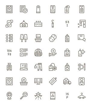 42 Icons inspired by Item in Grid Fitted High Resolution Regular Line quality vector