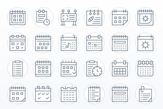 24 PIXEL Perfect Thin Line Icons designed for Reminders Interface vector