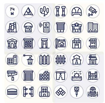 exterior exhaustivo haz con 36 editable negrita línea alto resolución íconos vector