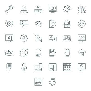 32 monitor Perfecto alto resolución íconos para software en elegante Delgado línea diseño vector