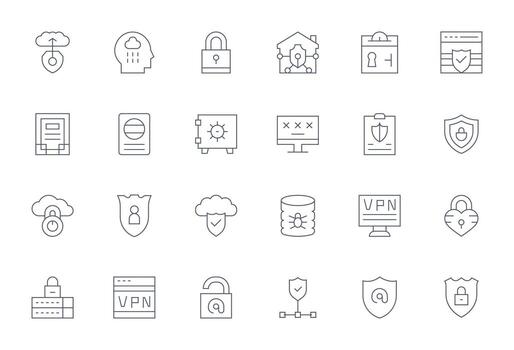 24 Display Perfect Thin Line Icons from Digital Security Collection vector