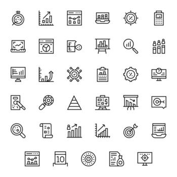 Metrics Complete Package with 35 128x128 Regular Line Detail Enhanced Icons vector