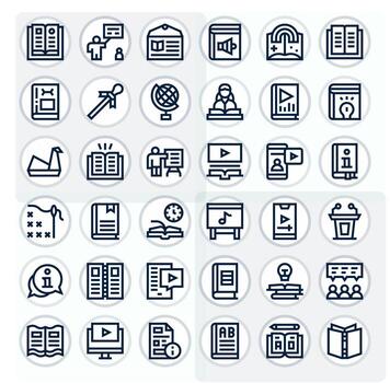 36 negrita línea píxel optimizado íconos para tutorial gráficos vector