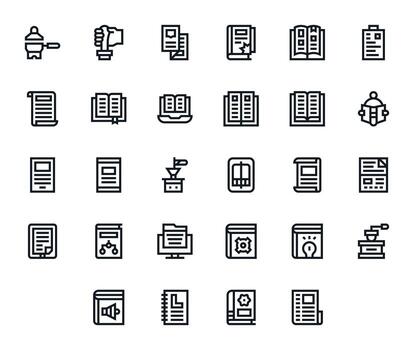 manual píxel alineado conjunto con 28 64 x 64 negrita línea íconos vector