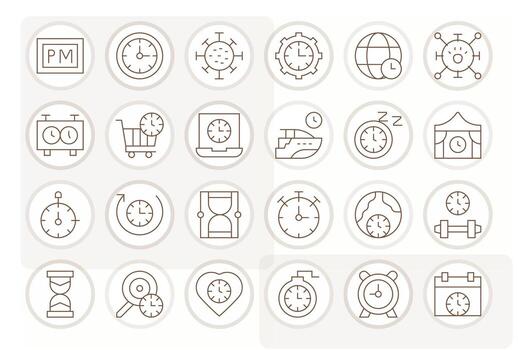 24 Thin Line Icons designed for Clock in High Resolution Pixel Aligned format vector