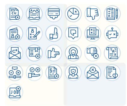 Rejection Icon Toolkit featuring 25 Editable 128x128 Regular Line elements vector
