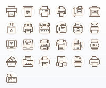 25 regular línea píxel optimizado vectores para impresora tema