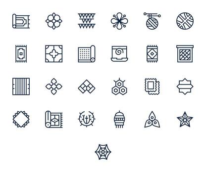 25 64x64 Grid Fitted Icons for Patterned in Regular Line Theme vector