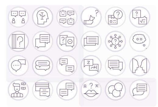Question 128x128 Icon Pack with 24 Thin Line Pixel Optimized Elements vector