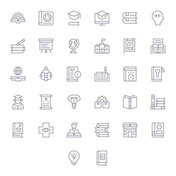 32 PIXEL Perfect Thin Line Icons designed for Knowledge Interface vector