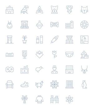 40 Delgado línea píxel optimizado íconos a la medida para minimalista 256x256 interfaz vector