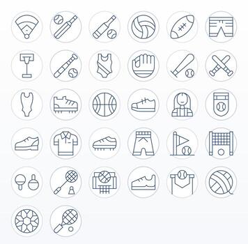 Athletic Icon Repository containing 32 Thin Line 256x256 Display Perfect graphics vector