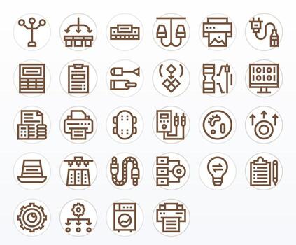 Bold Line Detail Enhanced Icons from Output Set with 28 128x128 Icons vector