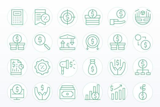 24 Thin Line Icons designed for Profit in High Resolution Editable format vector