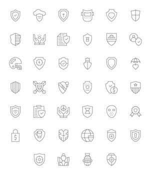 40 Retina Ready Thin Line Icons optimized for Shield Pixel Optimized display vector