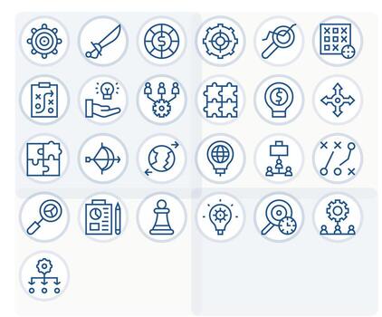Strategy Scalable Set featuring 25 Detail Enhanced Regular Line 256x256 Icons vector