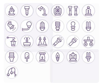 Light Source Graphics Pack including 25 Regular Line 64x64 Grid Fitted Icons vector