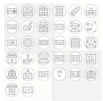 32 256x256 Pixel Aligned Icons for Voucher in Thin Line Theme vector