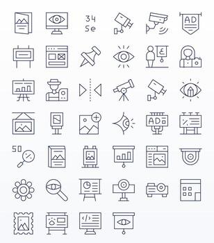 visual escalable conjunto presentando 40 editable Delgado línea 256x256 íconos vector