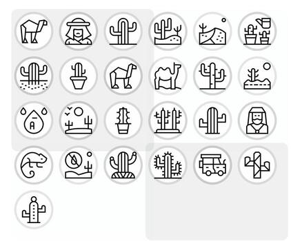 Desert Essential Set including 25 Display Perfect Regular Line High Resolution Icons vector