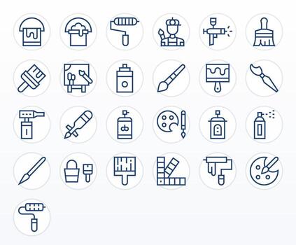 Paint featuring 25 High Resolution Icons in Regular Line Design vector