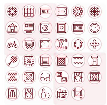 35 Regular Line Grid Fitted Icons crafted for Frame 128x128 applications vector