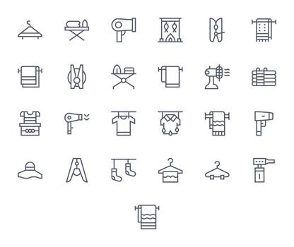 25 High Resolution Regular Line PIXEL Perfect Icons for Drying Projects vector