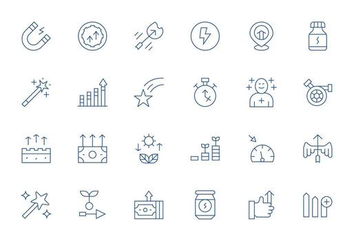 Boost Complete Package with 24 256x256 Thin Line Grid Fitted Icons vector