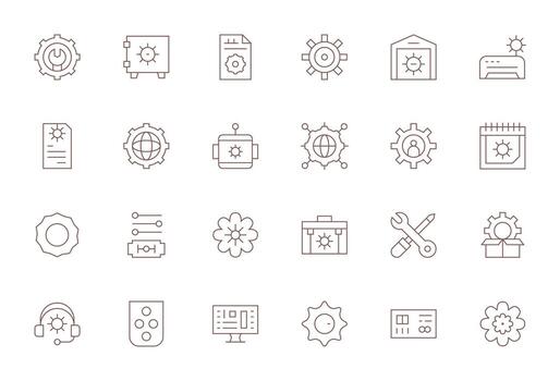 configuración visual paquete conteniendo 24 Delgado línea píxel Perfecto íconos vector