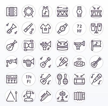 35 High Resolution Icons for Band in Display Perfect Regular Line Format vector