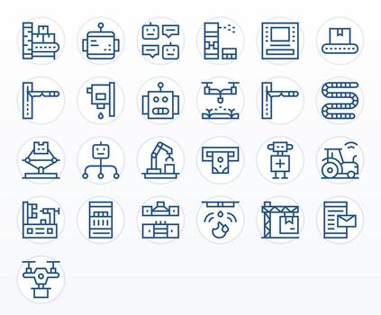 25 Regular Line Icons from Automated in 64x64 Pixel Aligned Quality vector