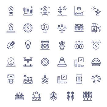 Regular Line Style Yield Icons with 35 64x64 Pixel Optimized Designs vector