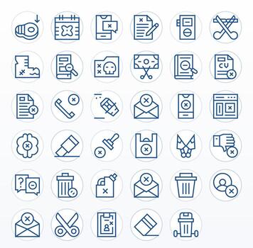 Eliminar exclusivo conjunto presentando 35 regular línea editable alto resolución íconos vector